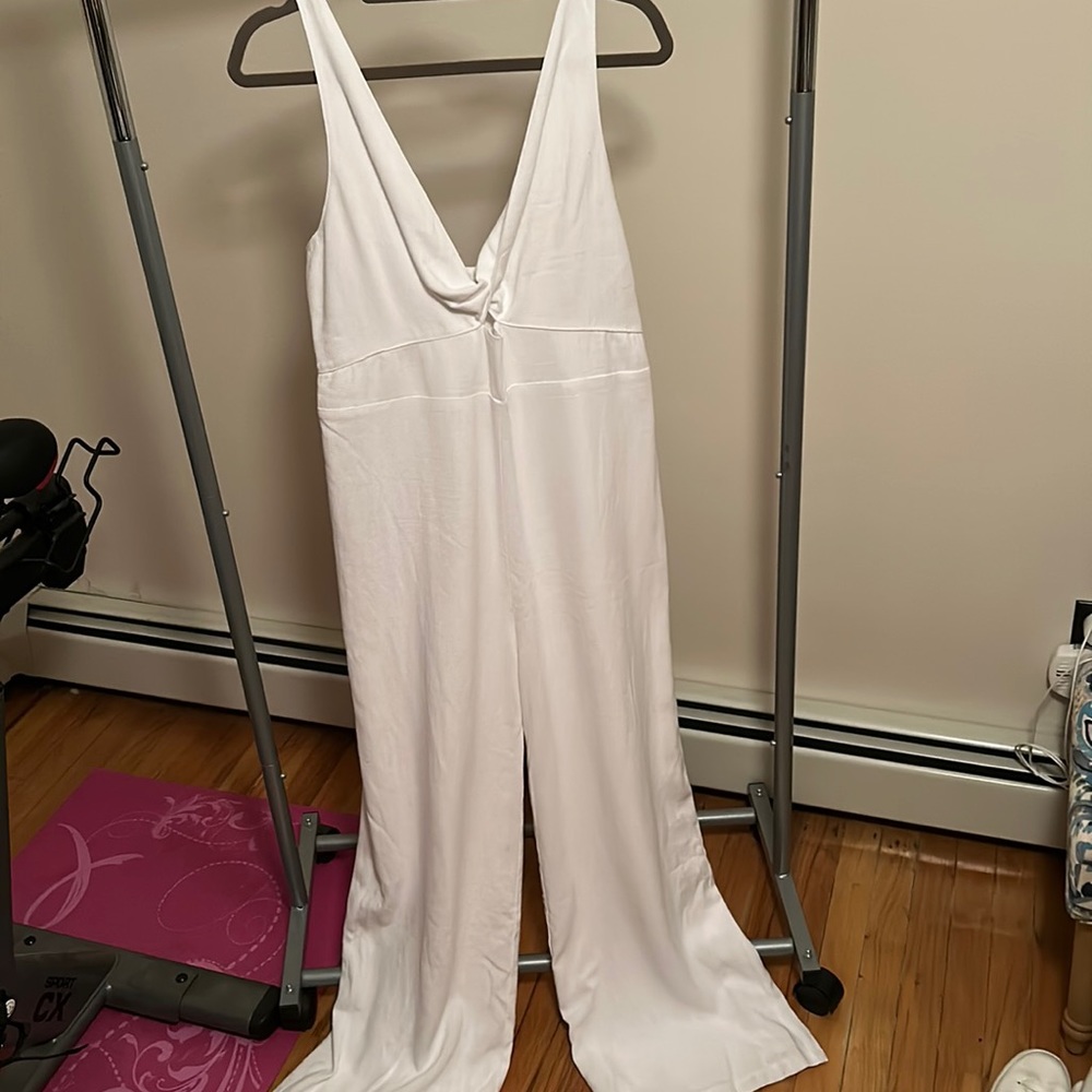 Francesca’s white jumpsuit